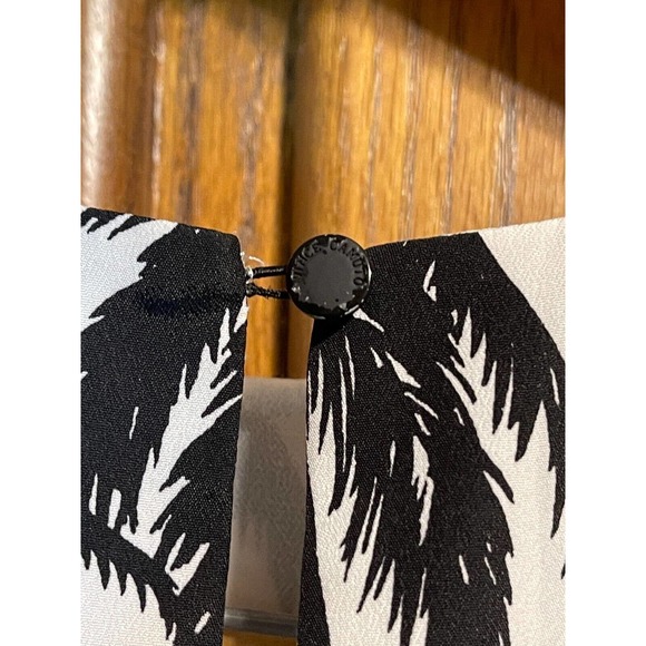 Vince Camuto Womens Shift Dress Size 6 Oasis Palm Trees Drawstring Black & White - Picture 8 of 10